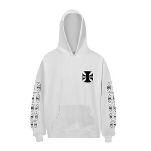 Rhude White and Black Logo Hoodie
